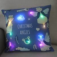 HKM-249811 Super Soft Plush Pillow Cover with Lantern Christmas LED Light, 45x45cm