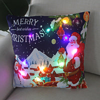 HKM-249811 Super Soft Plush Pillow Cover with Lantern Christmas LED Light, 45x45cm