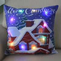 HKM-249811 Super Soft Plush Pillow Cover with Lantern Christmas LED Light, 45x45cm