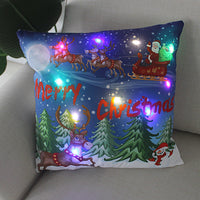 HKM-249811 Super Soft Plush Pillow Cover with Lantern Christmas LED Light, 45x45cm