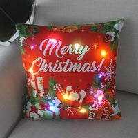 HKM-249811 Super Soft Plush Pillow Cover with Lantern Christmas LED Light, 45x45cm