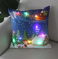 HKM-249811 Super Soft Plush Pillow Cover with Lantern Christmas LED Light, 45x45cm