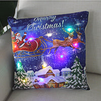 HKM-249811 Super Soft Plush Pillow Cover with Lantern Christmas LED Light, 45x45cm