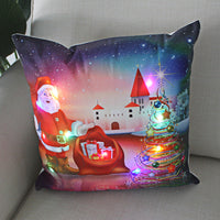 HKM-249811 Super Soft Plush Pillow Cover with Lantern Christmas LED Light, 45x45cm