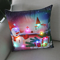 HKM-249811 Super Soft Plush Pillow Cover with Lantern Christmas LED Light, 45x45cm