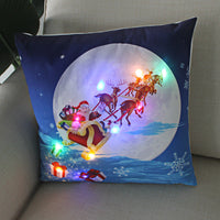 HKM-249811 Super Soft Plush Pillow Cover with Lantern Christmas LED Light, 45x45cm