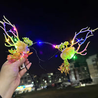 HKM-249875 Luminous Christmas Headband with Antlers and Decorative Elements for Holiday Celebrations