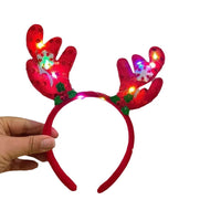 HKM-249875 Luminous Christmas Headband with Antlers and Decorative Elements for Holiday Celebrations