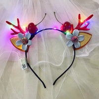 HKM-249875 Luminous Christmas Headband with Antlers and Decorative Elements for Holiday Celebrations