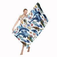 HKM-250003 Quick-drying Microfiber Beach Towel - Duplex Printing Designs: Turtle, Dolphin, Coconut Tree, Pineapple & More