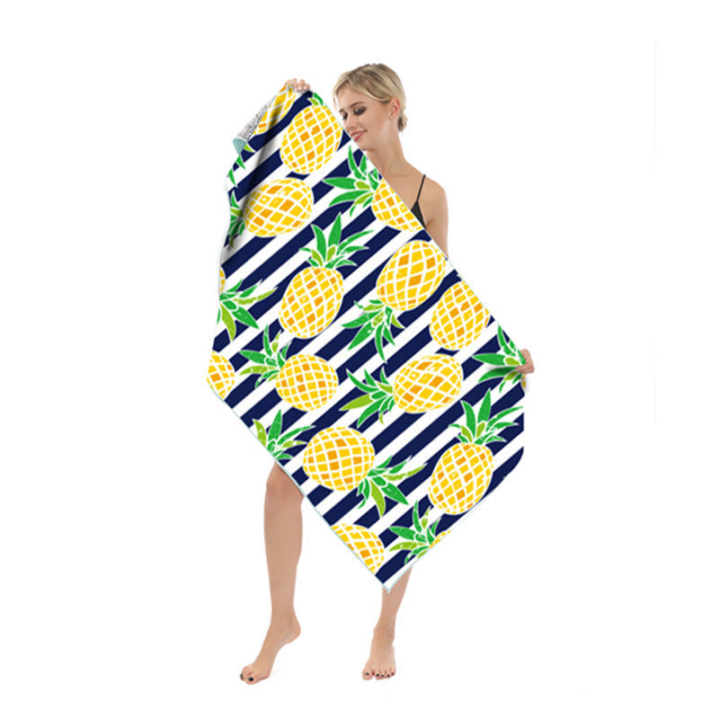 HKM-250003 Quick-drying Microfiber Beach Towel - Duplex Printing Designs: Turtle, Dolphin, Coconut Tree, Pineapple & More