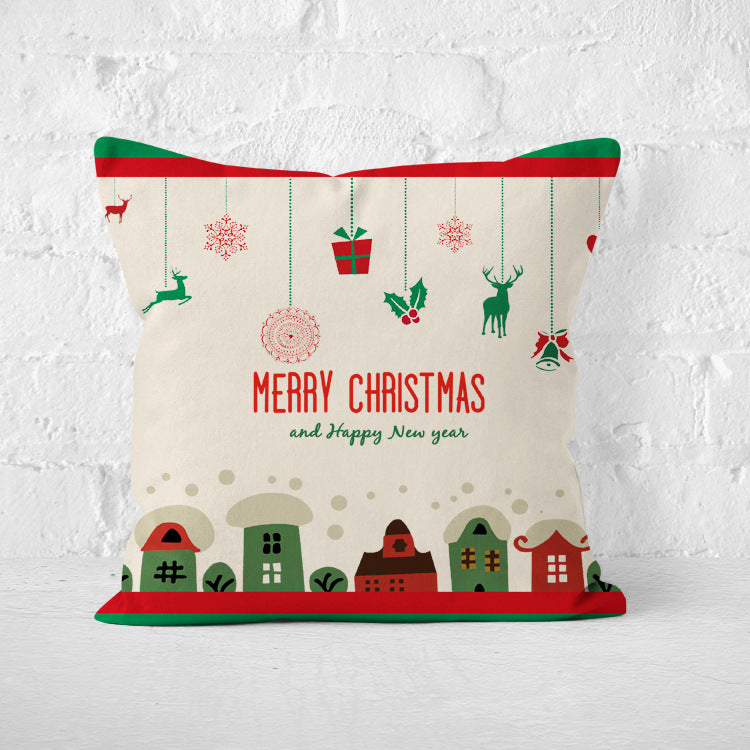 HKM-250131 Christmas-themed Linen Pillowcases for Living Room, Bedroom, and Children's Room - Multiple Colors Available