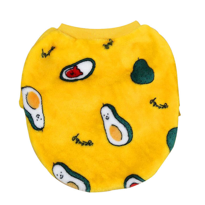 HKM-250195 Cozy Coral Velvet Pug Dog Sweater with Cute Cow Print for Autumn and Winter