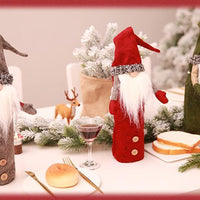 HKM-250195 Handless Faceless Doll Bottle Cover for Holiday Decor - Red, Green, Gray