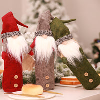 HKM-250195 Handless Faceless Doll Bottle Cover for Holiday Decor - Red, Green, Gray