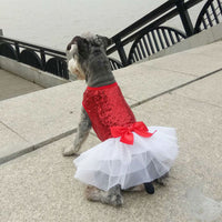 HKM-250259 Princess Style Sequin Embroidered Skirt for Female Dogs - Gold, Red, Pink, Sizes S-XL
