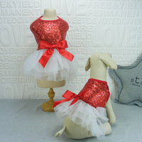 HKM-250259 Princess Style Sequin Embroidered Skirt for Female Dogs - Gold, Red, Pink, Sizes S-XL