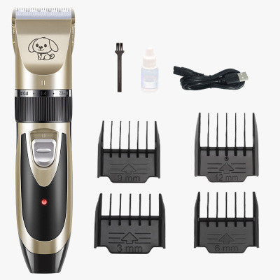 HKM-250515 Electric Dog Hair Trimmer with Ceramic Titanium Blade - Rechargeable, 60-Minute Runtime, Includes Limit Combs and Accessories