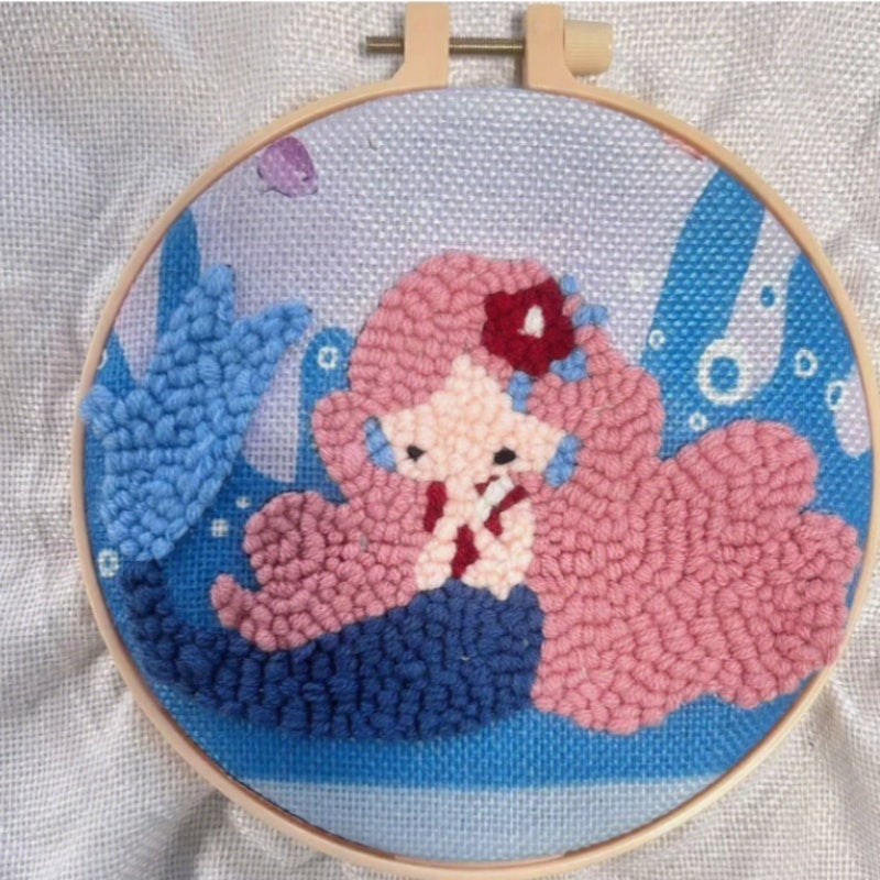 KTX-250579 Cute Cartoon Embroidery Craft Suit for Beginners - Turtle, Sheep, Horse, Fox, Butterfly, Mermaid Designs