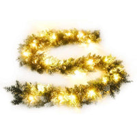 HKM-250707 LED Christmas Garland Decoration - 2.7m Green PVC, Ideal for Railing, Ceiling, Fireplace, and Windows