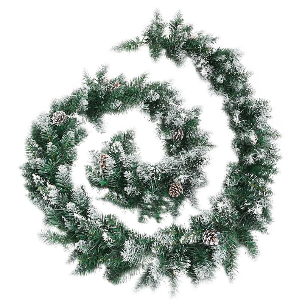 HKM-250707 LED Christmas Garland Decoration - 2.7m Green PVC, Ideal for Railing, Ceiling, Fireplace, and Windows