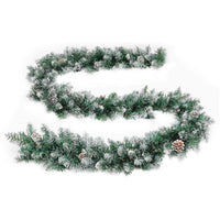 HKM-250707 LED Christmas Garland Decoration - 2.7m Green PVC, Ideal for Railing, Ceiling, Fireplace, and Windows