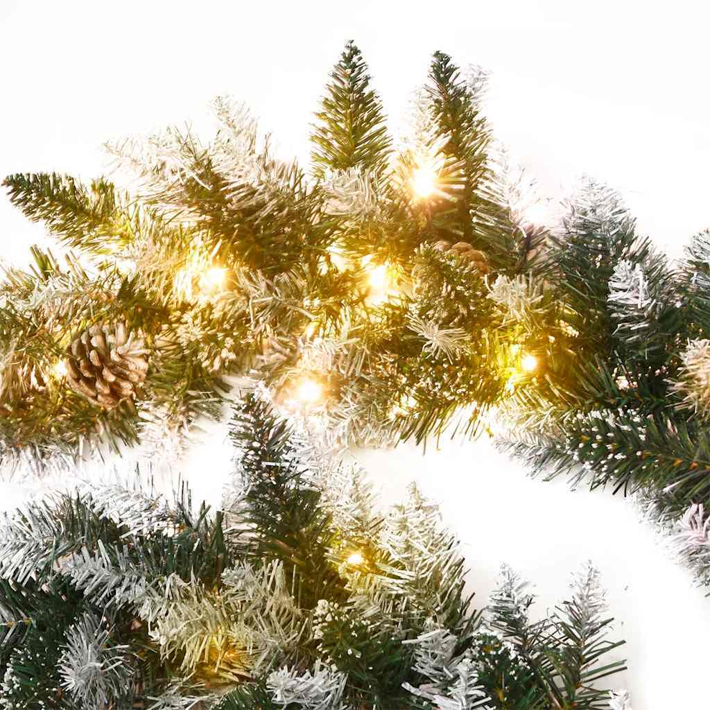 HKM-250707 LED Christmas Garland Decoration - 2.7m Green PVC, Ideal for Railing, Ceiling, Fireplace, and Windows