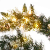 HKM-250707 LED Christmas Garland Decoration - 2.7m Green PVC, Ideal for Railing, Ceiling, Fireplace, and Windows