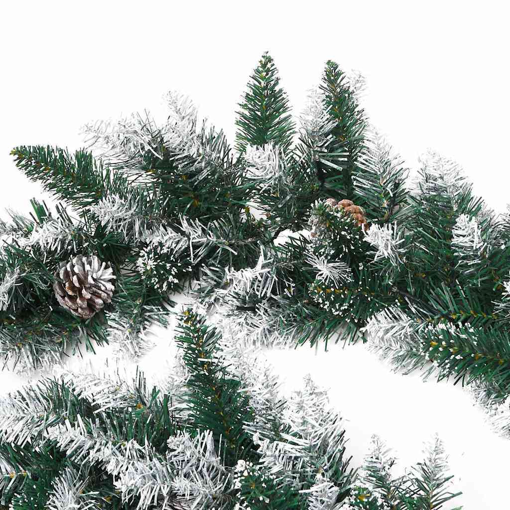 HKM-250707 LED Christmas Garland Decoration - 2.7m Green PVC, Ideal for Railing, Ceiling, Fireplace, and Windows