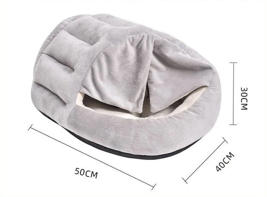 HKM-250771 Warm Thickened Velvet Cat Nest with Semi-Closed Design, 50x40CM in Short Plush and PP Cotton