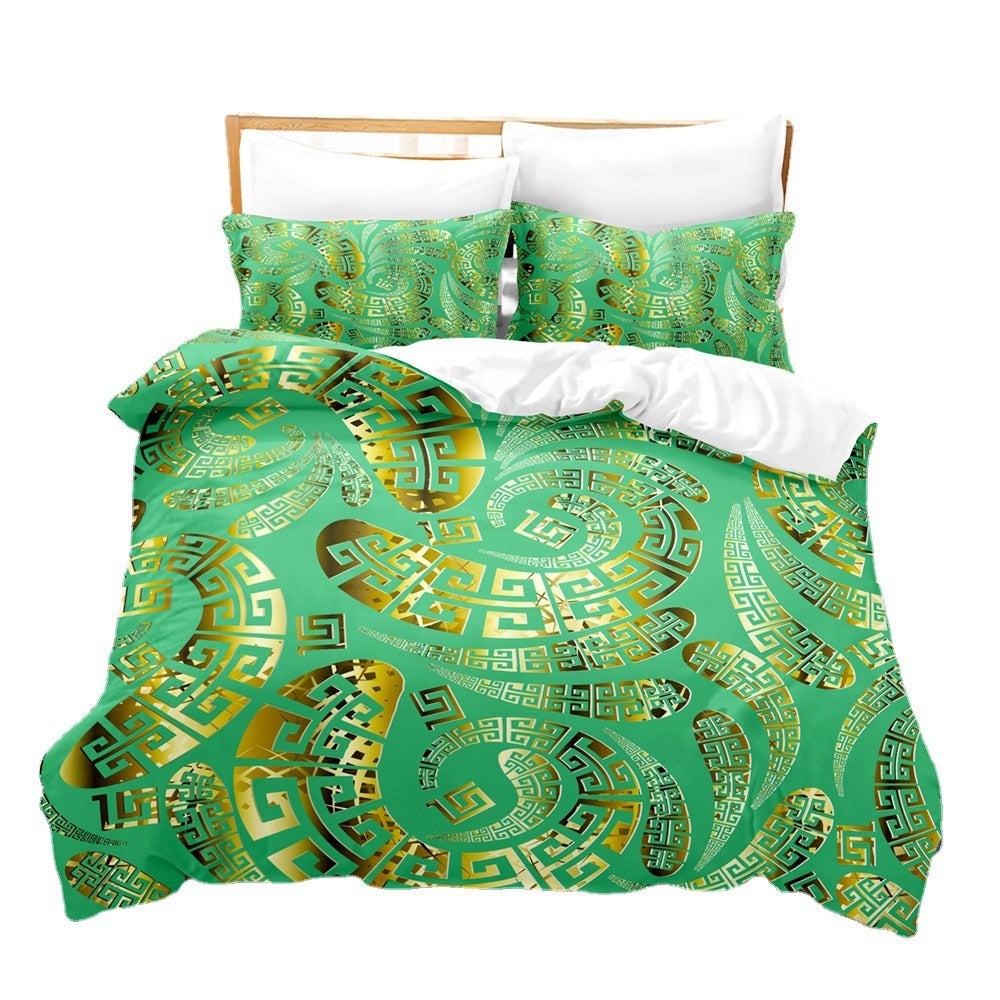 HKM-250899 Striped Brushed Chemical Fiber Bed Set - Modern Simplicity Available in Multiple Sizes