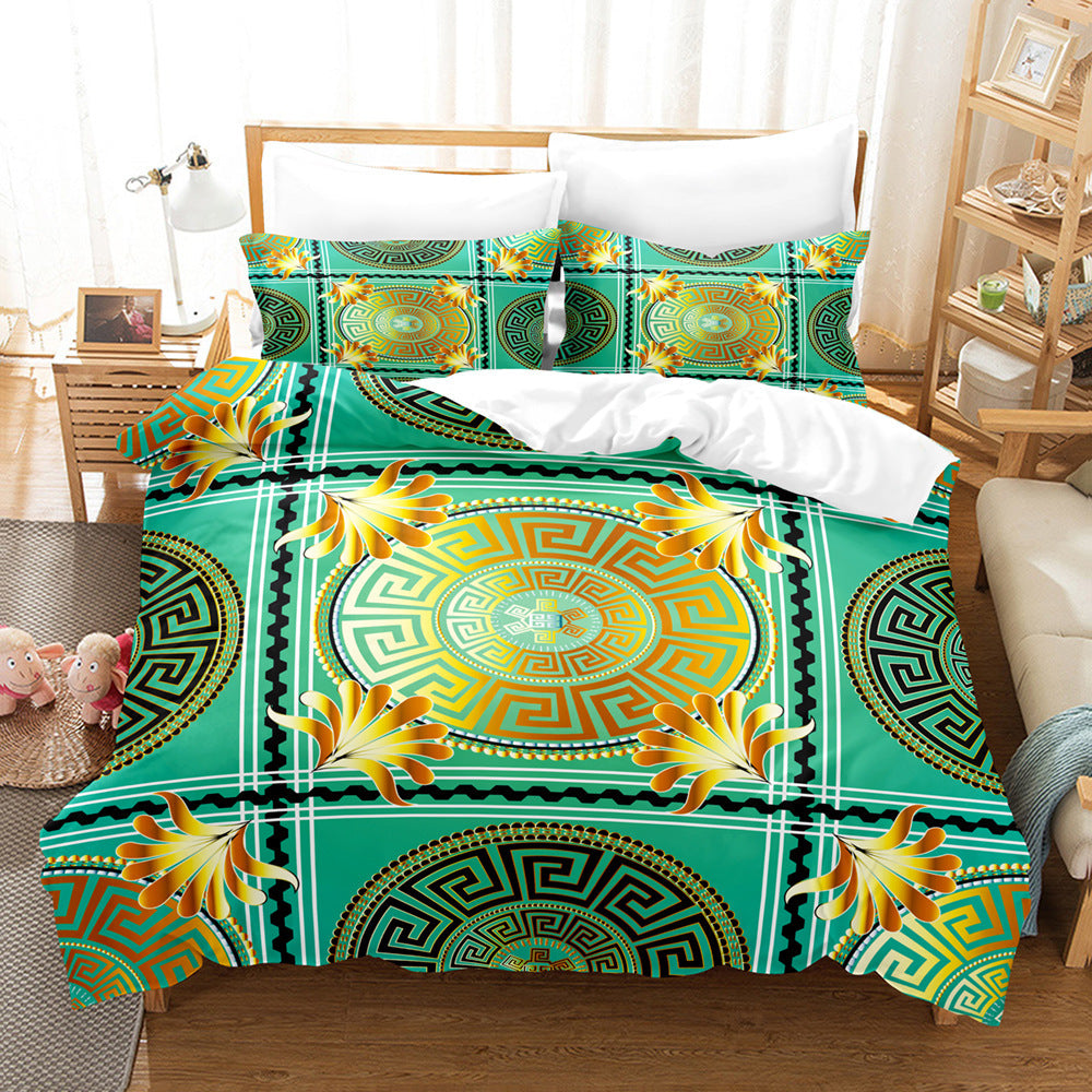 HKM-250899 Striped Brushed Chemical Fiber Bed Set - Modern Simplicity Available in Multiple Sizes