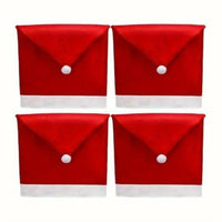 HKM-251027 Festive Santa Claus Chair Covers for Holiday Dining - Easy to Install Non-Woven Slipcovers