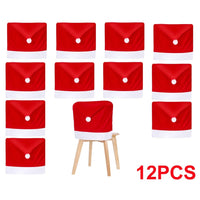 HKM-251027 Festive Santa Claus Chair Covers for Holiday Dining - Easy to Install Non-Woven Slipcovers
