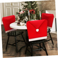 HKM-251027 Festive Santa Claus Chair Covers for Holiday Dining - Easy to Install Non-Woven Slipcovers