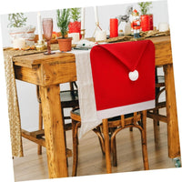 HKM-251027 Festive Santa Claus Chair Covers for Holiday Dining - Easy to Install Non-Woven Slipcovers