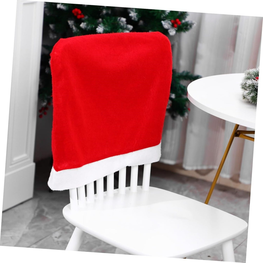 HKM-251027 Festive Santa Claus Chair Covers for Holiday Dining - Easy to Install Non-Woven Slipcovers
