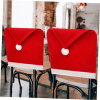 HKM-251027 Festive Santa Claus Chair Covers for Holiday Dining - Easy to Install Non-Woven Slipcovers