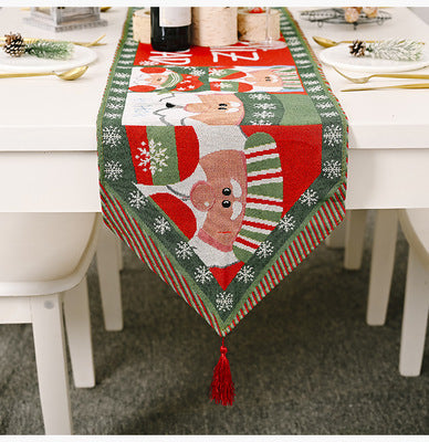 HKM-251347 Christmas Knitted Fabric Table Runner - 180*35 cm Holiday Decor