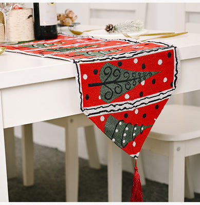 HKM-251347 Christmas Knitted Fabric Table Runner - 180*35 cm Holiday Decor