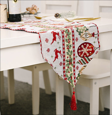HKM-251347 Christmas Knitted Fabric Table Runner - 180*35 cm Holiday Decor