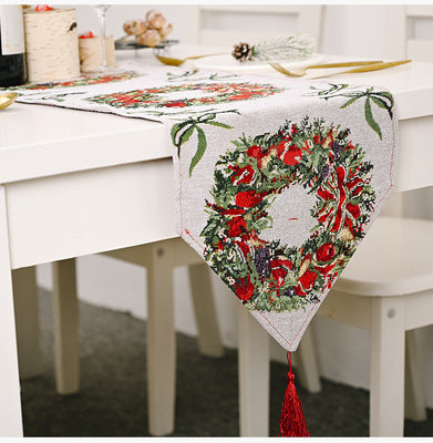 HKM-251347 Christmas Knitted Fabric Table Runner - 180*35 cm Holiday Decor