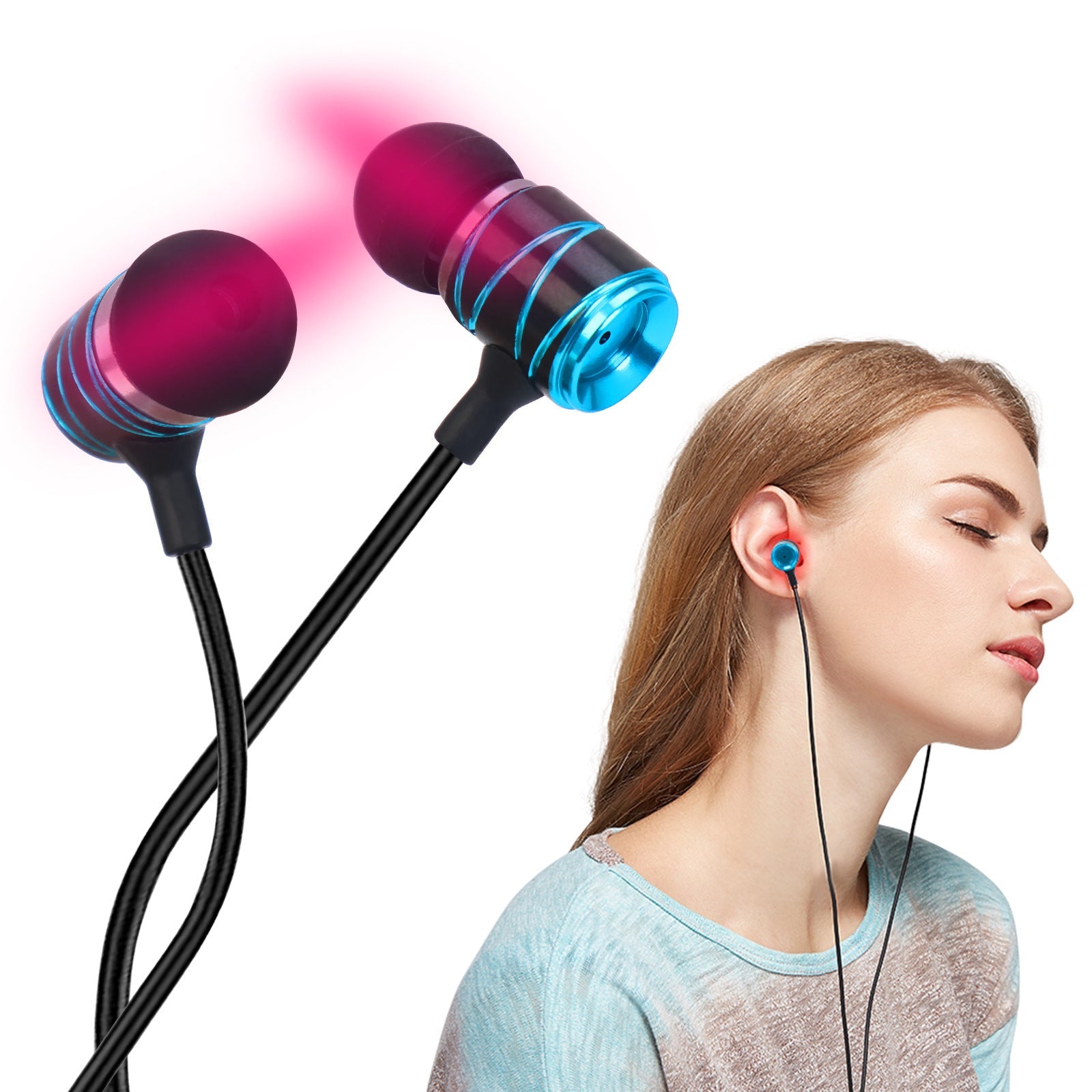 HKM-251411 Meatus Acusticus Physiotherapy Light Wave Instrument - 5MW Laser Device in Sapphire Blue, Champagne, and Red