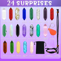 HKM-251539 Crystal Necklace Stand with Magnifier and Storage Bag - Set of Healing Stones for Gifts and Commemoratives