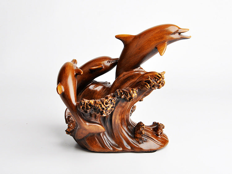 HKM-251667 European Style Dolphin Wine Rack Decorative Ornaments in Synthetic Resin
