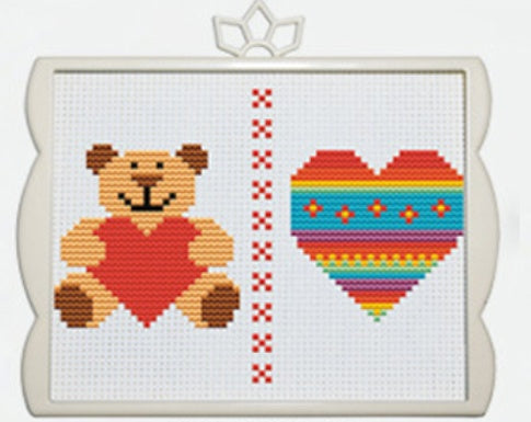 HKM-251731 Eco-Friendly Cross Stitch Kit with Frame - 17x14cm Cotton Thread Design