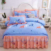 HKM-251731 Lace Bed Skirt in Thickened Brushed Polyester Cotton with Floral Print