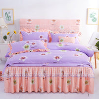 HKM-251731 Lace Bed Skirt in Thickened Brushed Polyester Cotton with Floral Print
