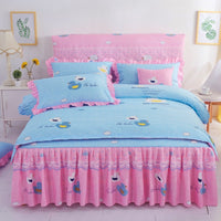 HKM-251731 Lace Bed Skirt in Thickened Brushed Polyester Cotton with Floral Print