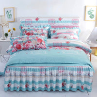 HKM-251731 Lace Bed Skirt in Thickened Brushed Polyester Cotton with Floral Print